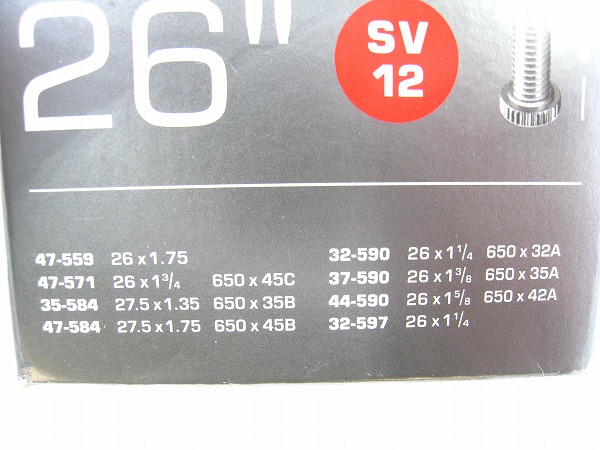 チューブ  SV12 26×1-3/8・27.5ｘ1.35 仏式40㎜