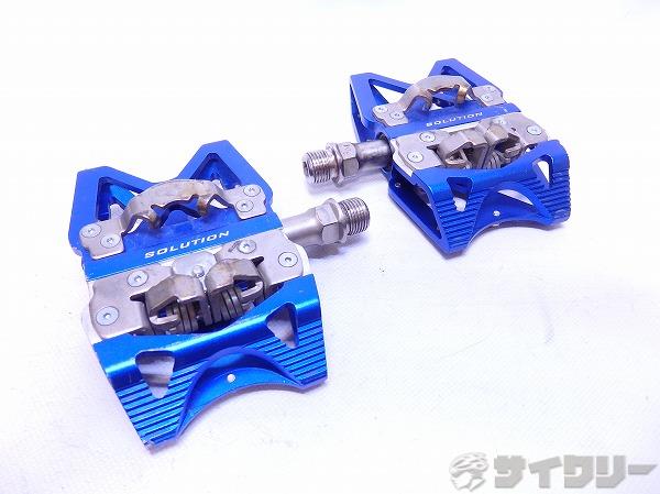 片面ビンディングペダル SOLUTION SPD互換 ブルー