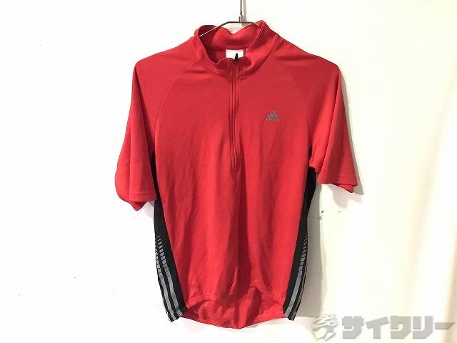 ハーフジップ半袖ジャージ L(JAPAN)サイズ レッド