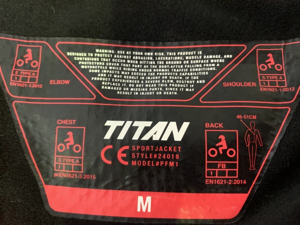 プロテクタージャケット TITAN Mサイズ