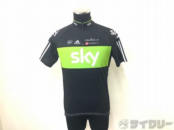 ハーフジップサイクルジャージ SKYロゴ　サイズ表記不明　ブラック/グリーン