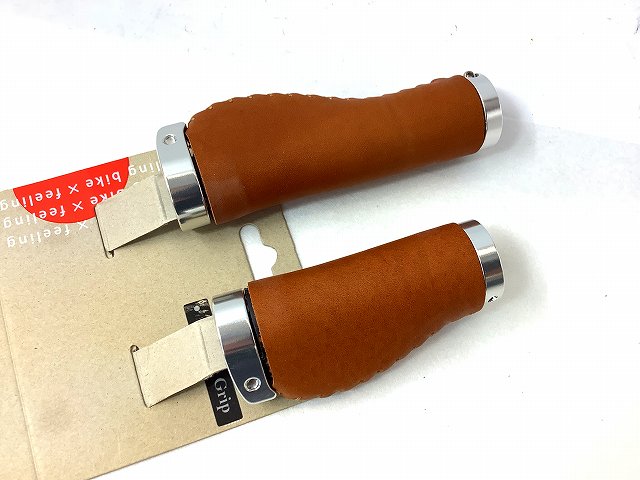 片側ショートレザーロックオングリップ ブラウン