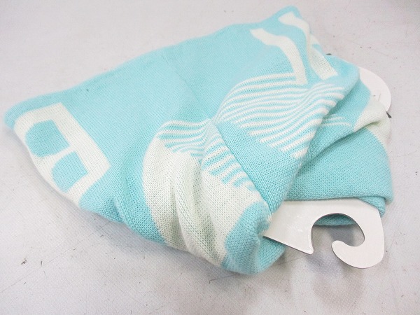 ニットスクリュービーニー ホワイト/チェレステ F（57-59cm）