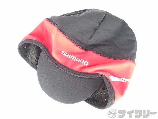 サイクルキャップ　裏起毛　ブラック/レッド