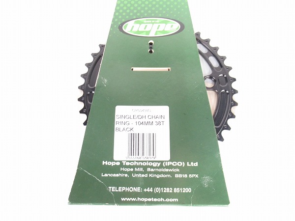 シングルDH用チェーンリング　ブラック　38T　PCD：104mm