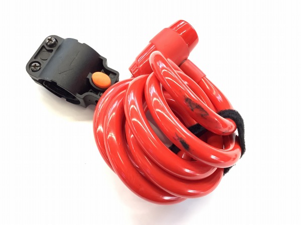 ワイヤーロック 鍵3個 レッド