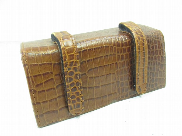 サドルバッグ クロコ柄ブラウン