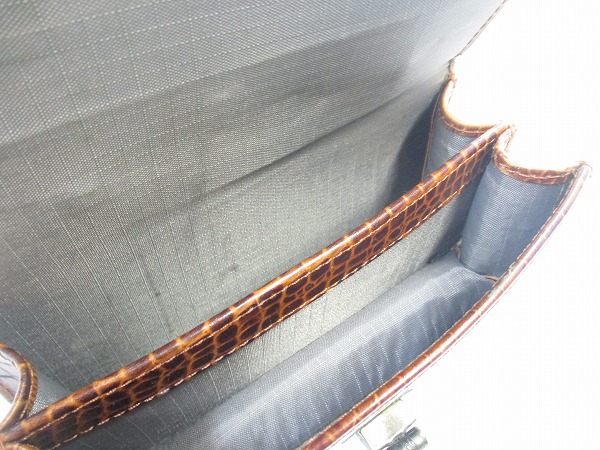 サドルバッグ クロコ柄ブラウン