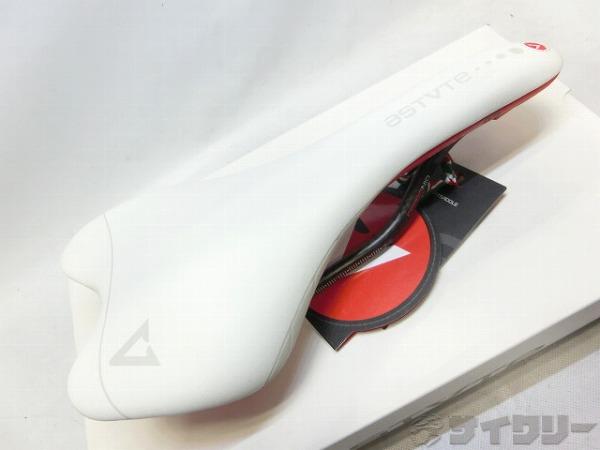 サドル SKYLITE SR カーボンレール ホワイト/レッド ※べたつき