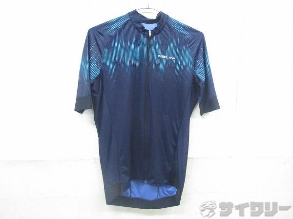 半袖フルジップジャージ ブラック/グリーン Lサイズ