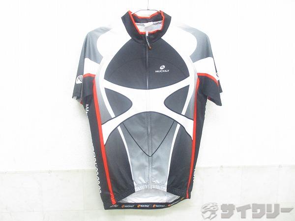 半袖フルジップジャージ ブラック/ホワイト サイズ不明（M-L 程）