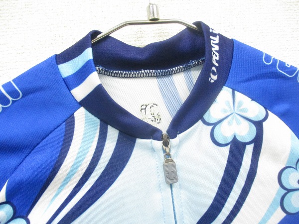 半袖サイクルジャージ 花柄ブルー Mサイズ