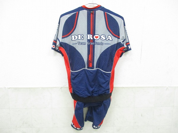 半袖ビブショーツセット DEROSA Mサイズ グレー/ネイビー/レッド