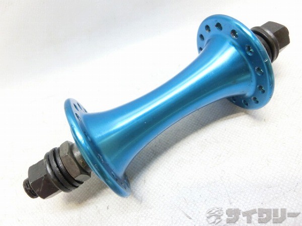 フロントハブ ブルー ナット止め 100mm/28H